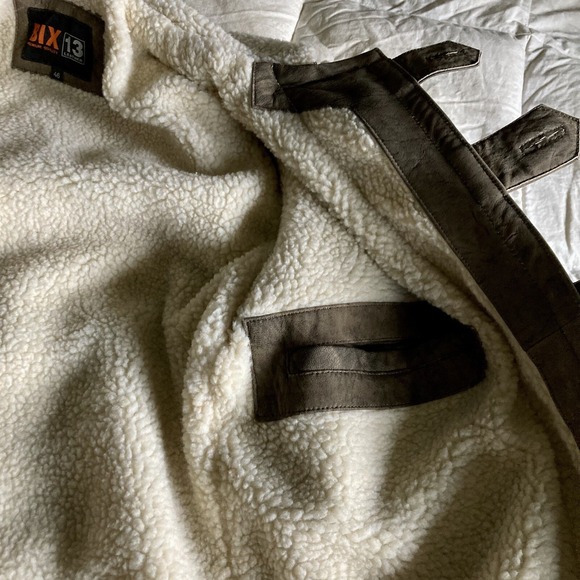 NWOT BIX13 Men's 46 Premium Quality Leather Coat Tom Hardy Bane Faux Shearling - Picture 5 of 16